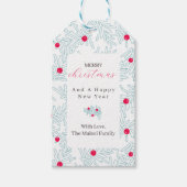 Winter Sprig Pattern | Minimal Pine Branch & Berry Cadeaulabel (Voorkant)