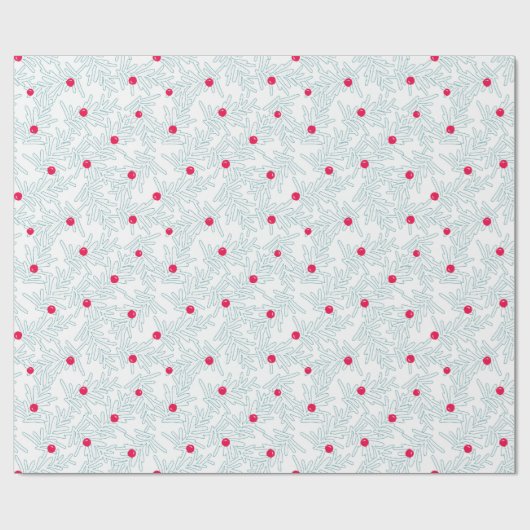 Winter Sprig Pattern | Minimal Pine Branch & Berry Cadeaupapier (Vlak)