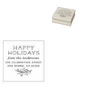 Winter Sprig Prettige feestdagen Naam en retouradr Rubberstempel (Gestempeld)