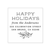 Winter Sprig Prettige feestdagen Naam en retouradr Rubberstempel (Afrduk)