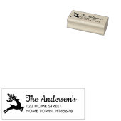 Winter Springende Rendier Naam Retouradres Rubberstempel (Gestempeld)