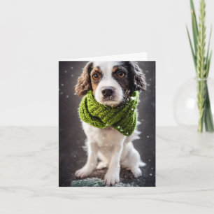 Winter Springer Spaniel Puppy Wenskaart Kaart