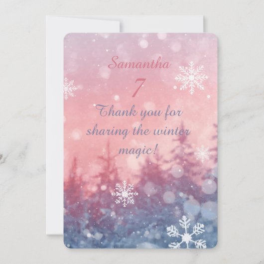 Winter Sprookje Dankkaart, Romantisch Bedankkaart (Voorkant)