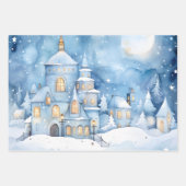 Winter Sprookje Sneeuwig Kasteel Scène Blauw en Wi Inpakpapier Vel (Voorkant 3)