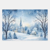 Winter Sprookje Sneeuwig Kasteel Scène Blauw en Wi Inpakpapier Vel (Voorkant 2)