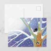Winter Sprookje - Zingende Merel en een kabouter Briefkaart (Voorkant / Achterkant)