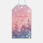 Winter Sprookjes Geschenklabels, Betoverde Sneeuwl Cadeaulabel (Voorkant)