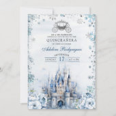 Winter Sprookjeskasteel Carriage Quince Verjaardag Kaart (Voorkant)