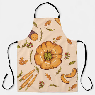 Winter Squash, Assorted Vegetables,pumpkin pattern Schort