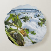 Winter Squash in Snow - Gepersonaliseerd Rond Kussen (Achterkant)