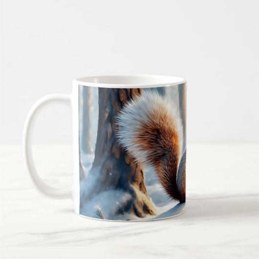 Winter Squirrel Coffee Mok (Links)