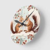 Winter Squirrel Love Ronde Klok (Hoek)
