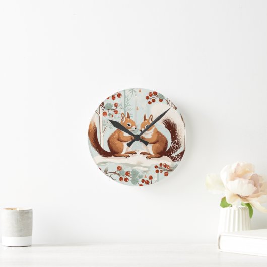 Winter Squirrel Love Ronde Klok (Huis)