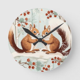 Winter Squirrel Love Ronde Klok