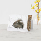 Winter Squirrel Notecard Kaart (Gele Bloem)