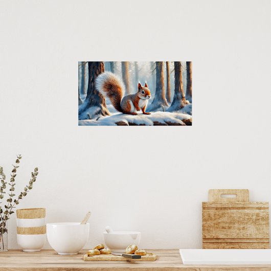 Winter Squirrel Poster (Keuken)