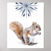 Winter Squirrel Waterverf Print (Voorkant)