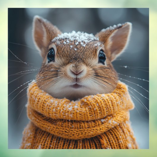 Winter Squirrel Window Cling Raamsticker (Vel 3)