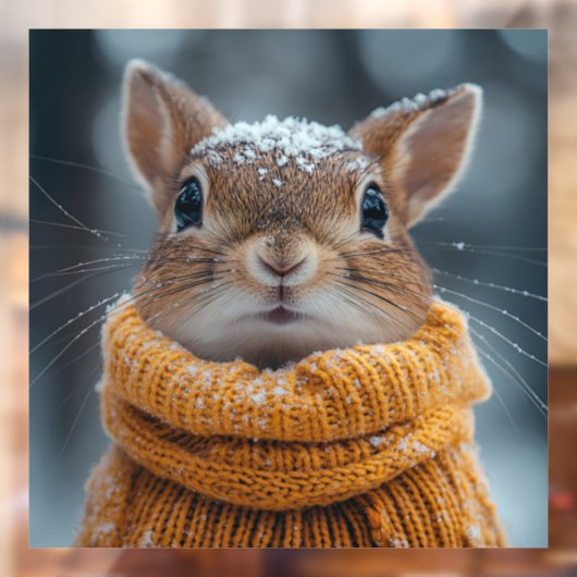 Winter Squirrel Window Cling Raamsticker (Vel 2)