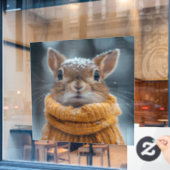 Winter Squirrel Window Cling Raamsticker (Cafe Raam)