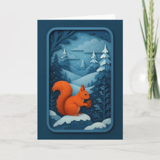 Winter Squirrel with Pinecone Card Kaart
