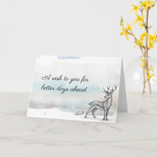 Winter Stag Better Days Kaart (Gele Bloem)
