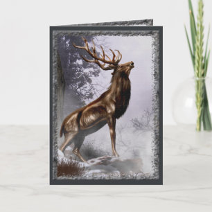 Winter Stag Card Feestdagen Kaart