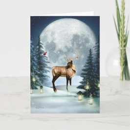 Winter Stag Digital Art Blank Note Holiday Kaart