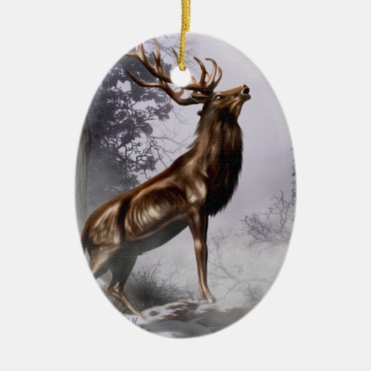 Winter Stag Keramisch Ornament (Voorkant)