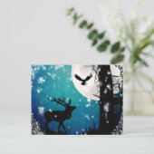 Winter Stag Moon Owls Briefkaart | mystiek bos (Staand voorkant)