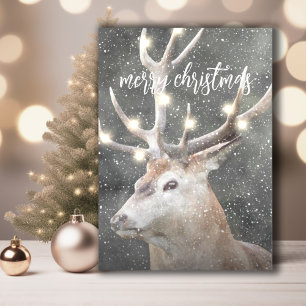 Winter Stag String Lights Kerstmis Kaart