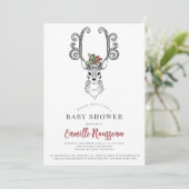 Winter Stag Whimsical Baby shower Kaart (Staand voorkant)