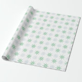 Winter Stars en Snowflakes Pattern White Cadeaupapier (Uitgerold)