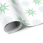 Winter Stars en Snowflakes Pattern White Cadeaupapier (Rol Hoek)