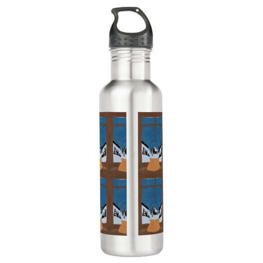 Winter Steel Water Bottle - Snow Globe Waterfles (Achterkant)