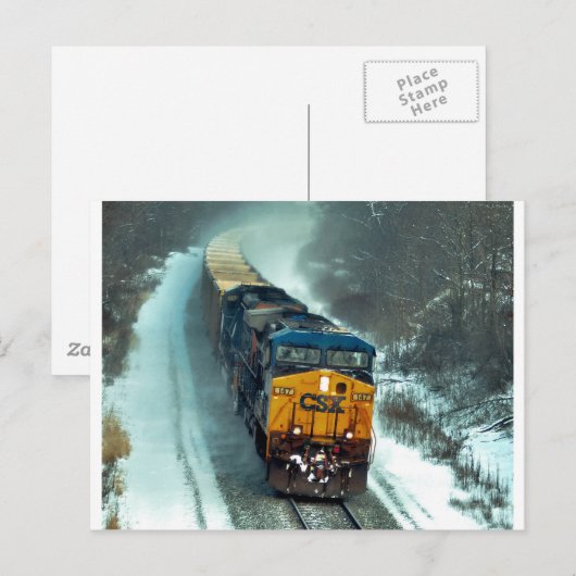 Winter Steenkooltrein Briefkaart (Voorkant / Achterkant)