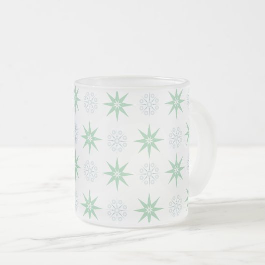 Winter Sterren en Snowflakes Patroon Matglas Koffiemok (Voorkant rechts)