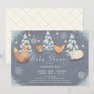 Winter Sterrennacht Woodland Animals Baby shower Kaart