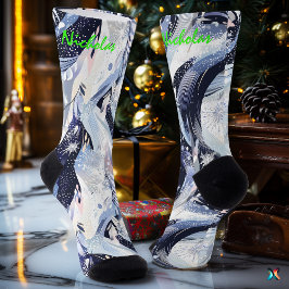 Winter Sterrensokken in Marineblauw en Gebroken Bl Sokken