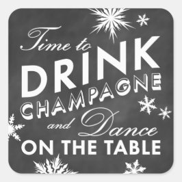 Winter Sticker Tijd om te Drinken Champagne