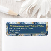 Winter stijl elegante blauwe fauxgolden bladeren o etiket (Insitu)