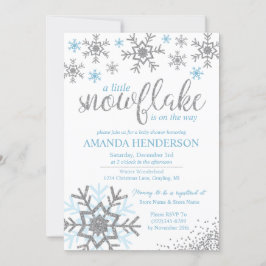 Winter Stofblauwe Sneeuwvlok Baby Shower Kaart