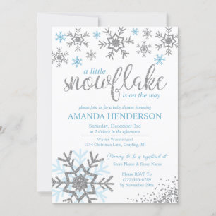 Winter Stofblauwe Sneeuwvlok Baby Shower Kaart