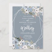 Winter stoffige blauwe bloemensneeuw fotoscript br kaart (Voorkant)