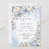 Winter stoffige blauwe en ivoren bloemen stijgen e kaart (Voorkant)