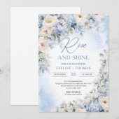 Winter stoffige blauwe en ivoren bloemen stijgen e kaart (Voorkant / Achterkant)