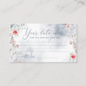 Winter stoffige blauwe sneeuw Datum nacht idee Informatiekaartje (Voorkant)