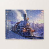 Winter Stoomtrein Locomotief Kerstpuzzel Legpuzzel (Horizontaal)
