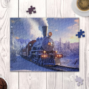 Winter Stoomtrein Locomotief Kerstpuzzel Legpuzzel