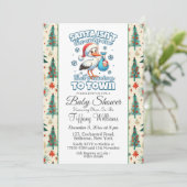 Winter Stork Precious Announcement Baby shower Kaart (Staand voorkant)